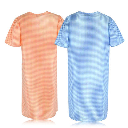 JEFFRICO 2 Pack House Dresses for Women with Pockets - Lightweight Breathable Short Sleeve Muumuu & Nightgowns - Women's Dusters