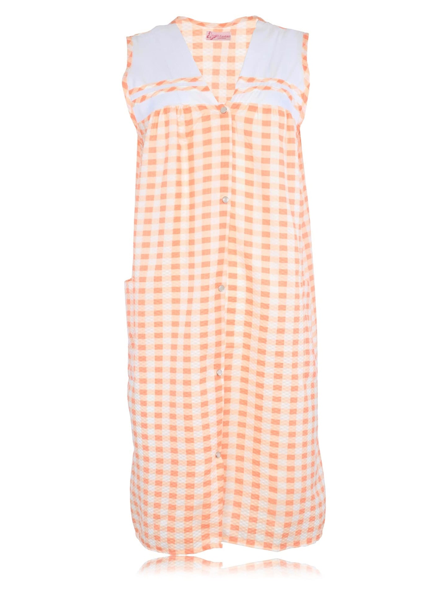 JEFFRICO House Dresses for Women with Pockets - Lightweight Breathable Sleeveless Muumuu & Nightgowns - Snap Front Housecoat and Dusters for Women