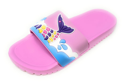 JEFFRICO Girls Comfort Sandals Kids Slip On Lightweight EVA Water Shower Pool Beach Sandals Slides
