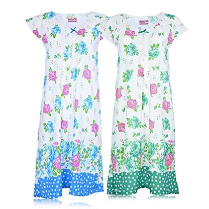 JEFFRICO Womens 2 Pack Nightgowns Short Sleeve Sleepwear Soft Pajama Dress Nightshirts