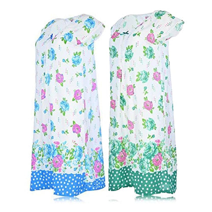 JEFFRICO Womens 2 Pack Nightgowns Short Sleeve Sleepwear Soft Pajama Dress Nightshirts