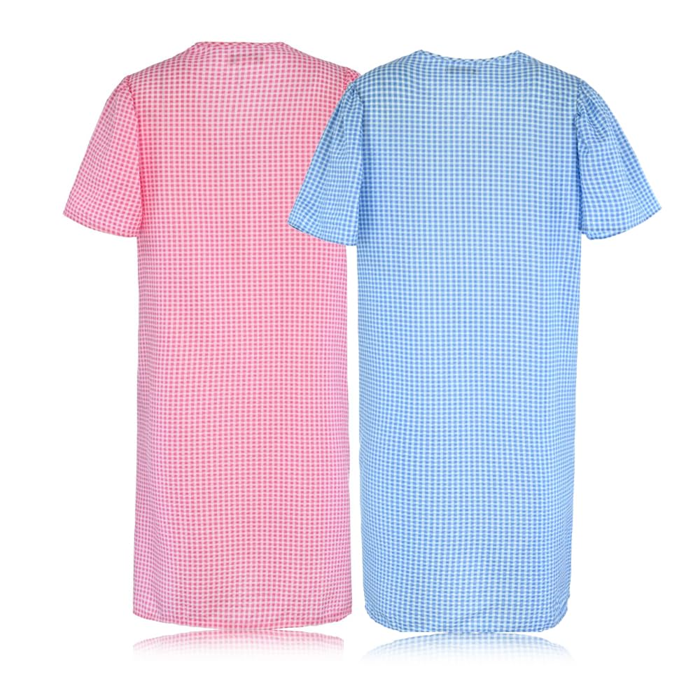 JEFFRICO 2 Pack House Dresses for Women with Pockets - Lightweight Breathable Short Sleeve Muumuu & Nightgowns - Women's Dusters