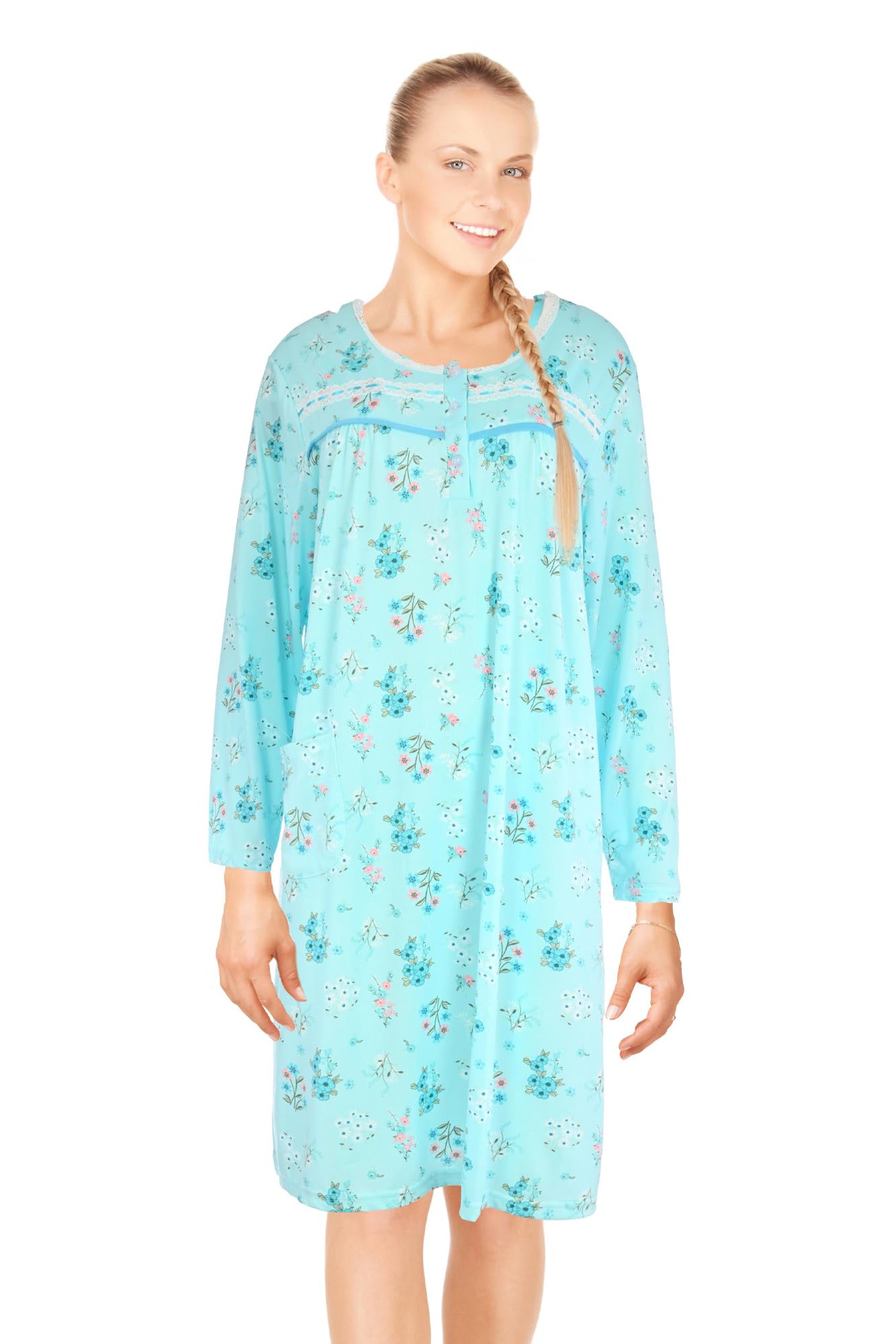 JEFFRICO Womens Long Sleeve Nightgowns Sleepwear Soft Pajama Dress Nightshirts