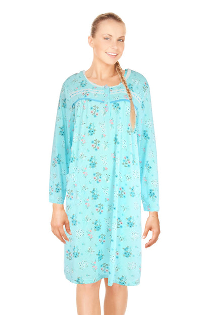 JEFFRICO Womens Long Sleeve Nightgowns Sleepwear Soft Pajama Dress Nightshirts