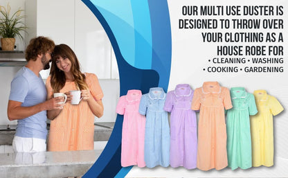 JEFFRICO House Dresses for Women with Pockets - Lightweight Breathable Short Sleeve Muumuu & Nightgowns - Snap Front Housecoat and Dusters for Women