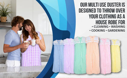 JEFFRICO House Dresses for Women with Pockets - Lightweight Breathable Sleeveless Muumuu & Nightgowns - Snap Front Housecoat and Dusters