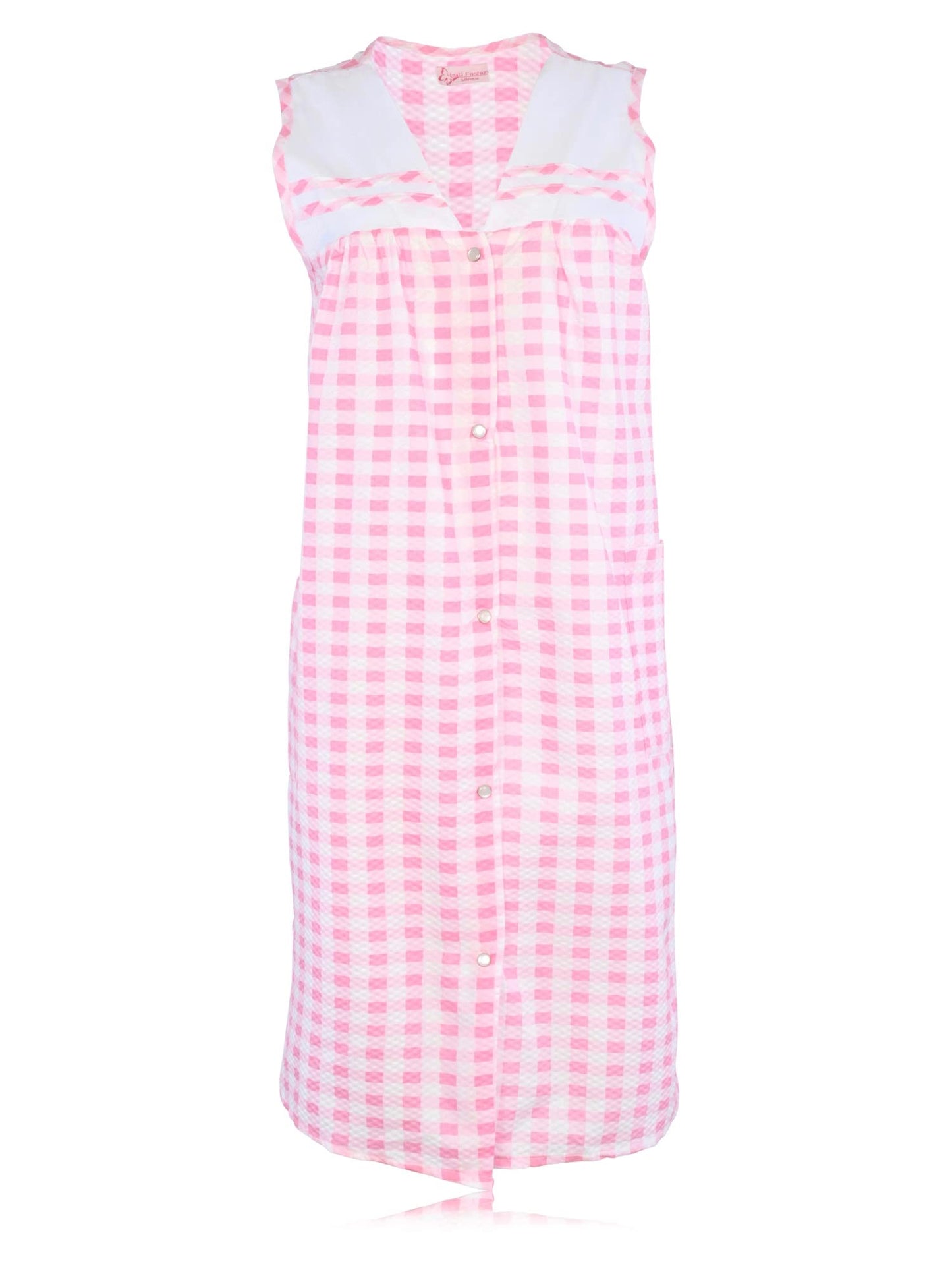 JEFFRICO House Dresses for Women with Pockets - Lightweight Breathable Sleeveless Muumuu & Nightgowns - Snap Front Housecoat and Dusters for Women