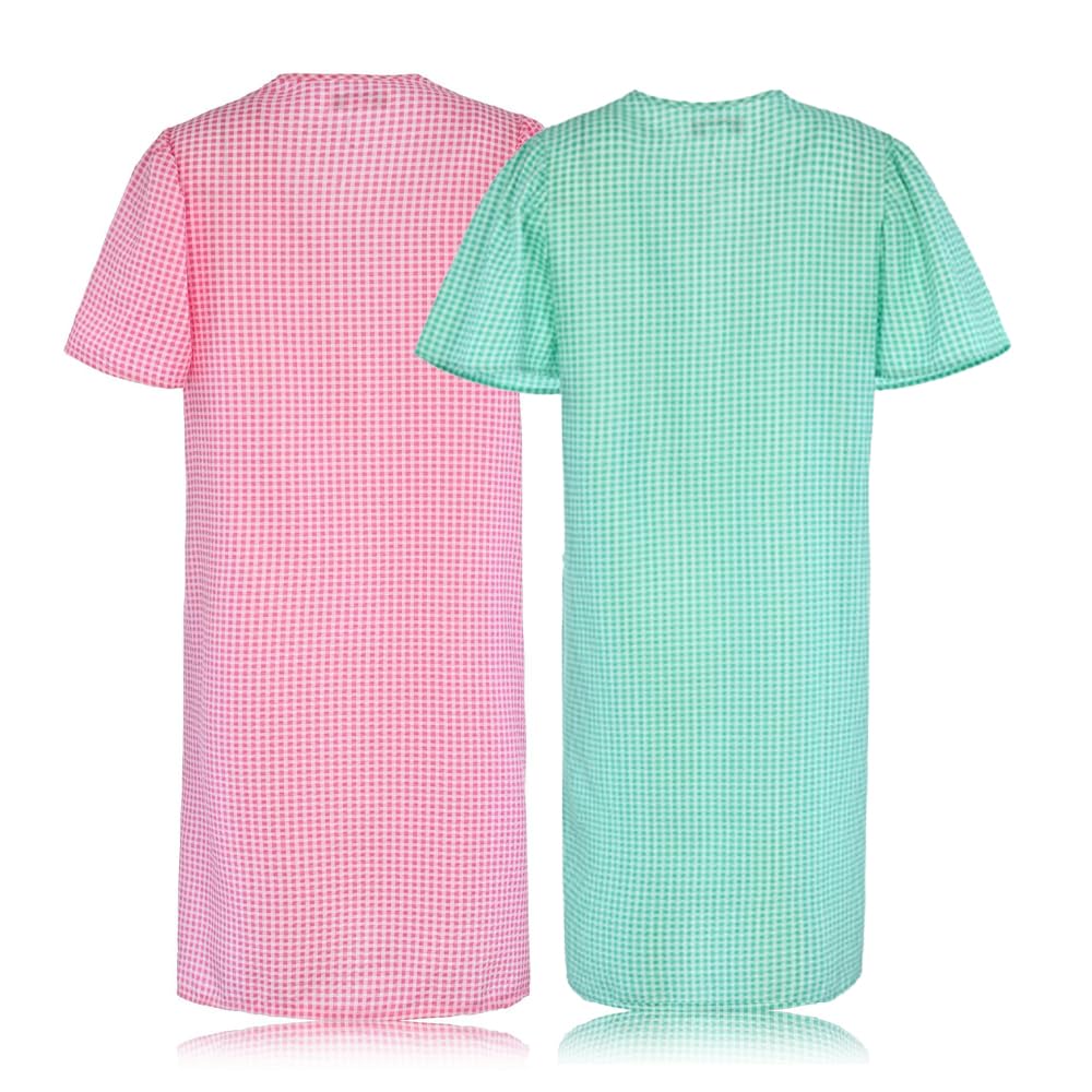 JEFFRICO 2 Pack House Dresses for Women with Pockets - Lightweight Breathable Short Sleeve Muumuu & Nightgowns - Women's Dusters