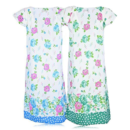 JEFFRICO Womens 2 Pack Nightgowns Short Sleeve Sleepwear Soft Pajama Dress Nightshirts