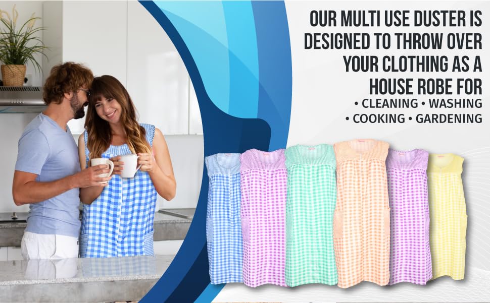 JEFFRICO House Dresses for Women with Pockets - Lightweight Breathable Sleeveless Muumuu & Nightgowns - Zipper Front Housecoat and Dusters for Women