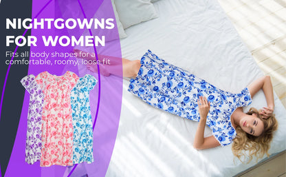 JEFFRICO Womens Nightgowns Sleepwear Soft Pajama Dress Nightshirts