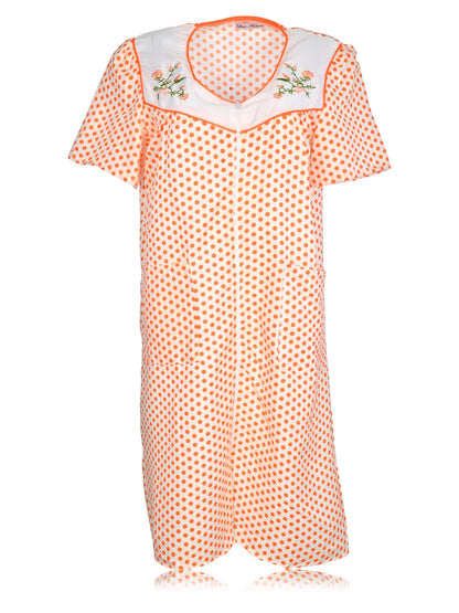 JEFFRICO House Dresses for Women with Pockets - Lightweight Breathable Short Sleeve Muumuu & Nightgowns - Zipper Front Housecoat and Dusters for Women