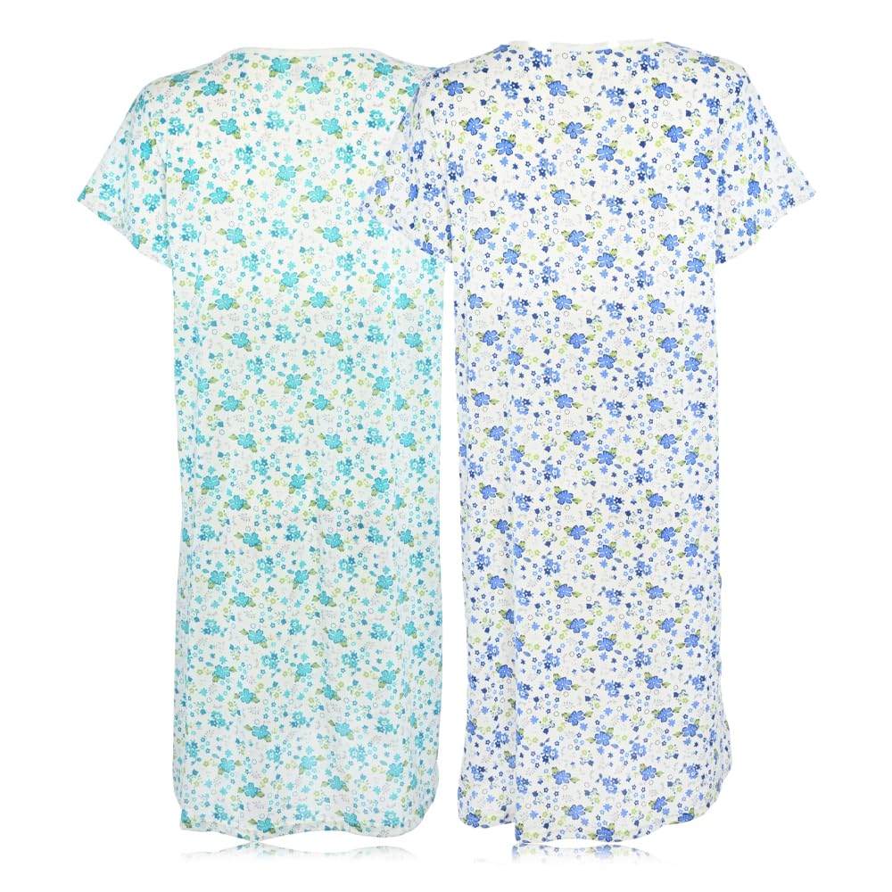 JEFFRICO Womens 2 Pack Nightgowns Short Sleeve Sleepwear Soft Pajama Dress Nightshirts