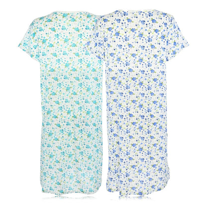 JEFFRICO Womens 2 Pack Nightgowns Short Sleeve Sleepwear Soft Pajama Dress Nightshirts