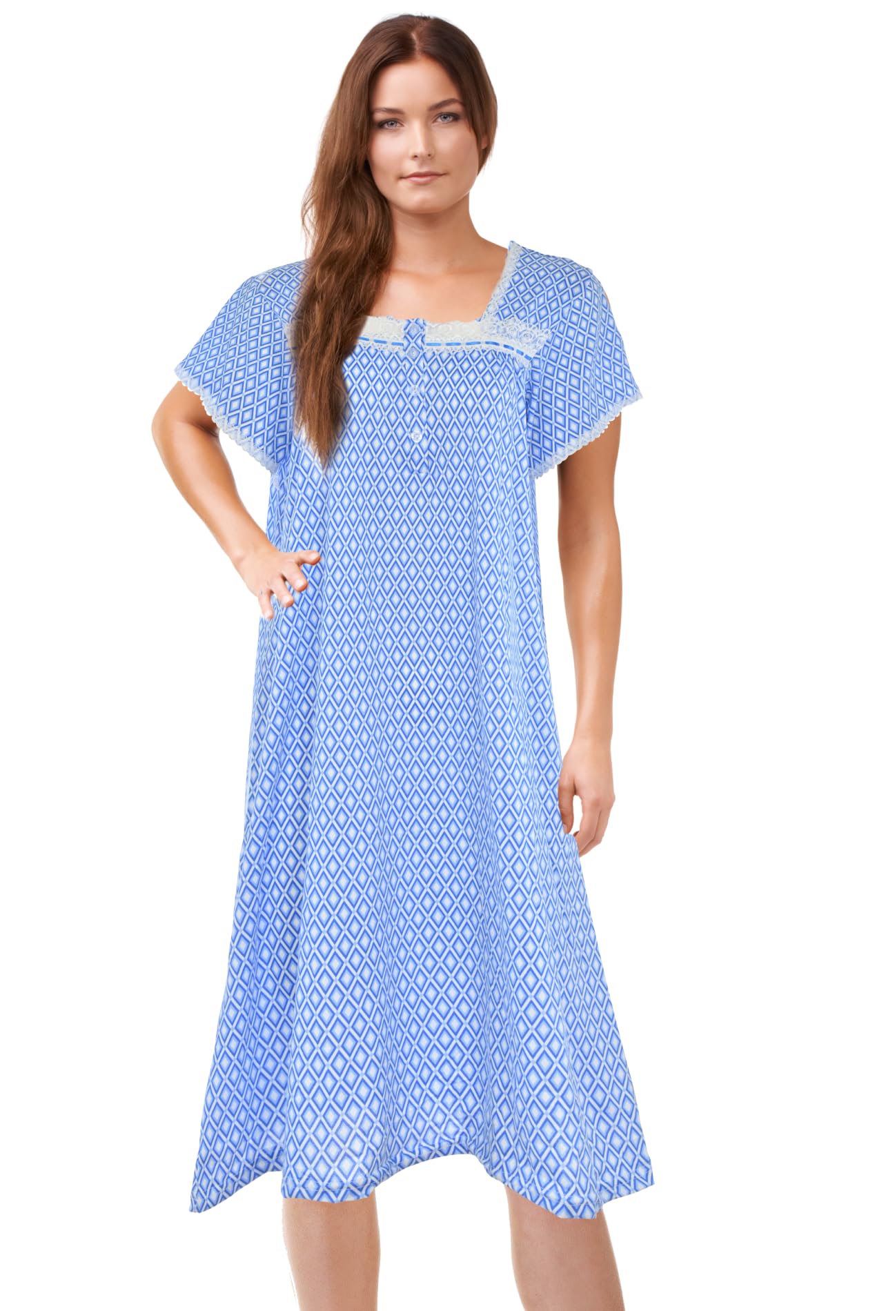 JEFFRICO Womens Nightgowns Short Sleeve Sleepwear Soft Pajama Dress Nightshirts