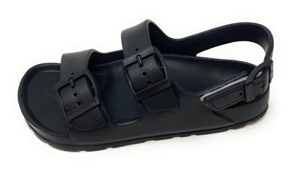 JEFFRICO Boys Comfort Double Buckle Sandals Kids Adjustable Back Strap EVA Water Sandals Slides
