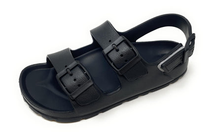 JEFFRICO Boys Comfort Double Buckle Sandals Kids Adjustable Back Strap EVA Water Sandals Slides