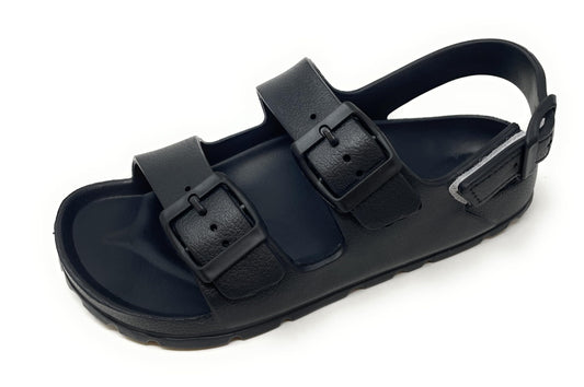 JEFFRICO Boys Comfort Double Buckle Sandals Kids Adjustable Back Strap EVA Water Sandals Slides