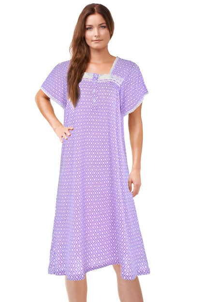 JEFFRICO Womens Nightgowns Short Sleeve Sleepwear Soft Pajama Dress Nightshirts