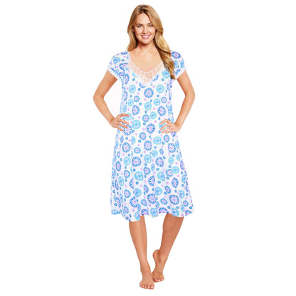 JEFFRICO Womens 2 Pack Nightgowns Short Sleeve Sleepwear Soft Pajama Dress Nightshirts