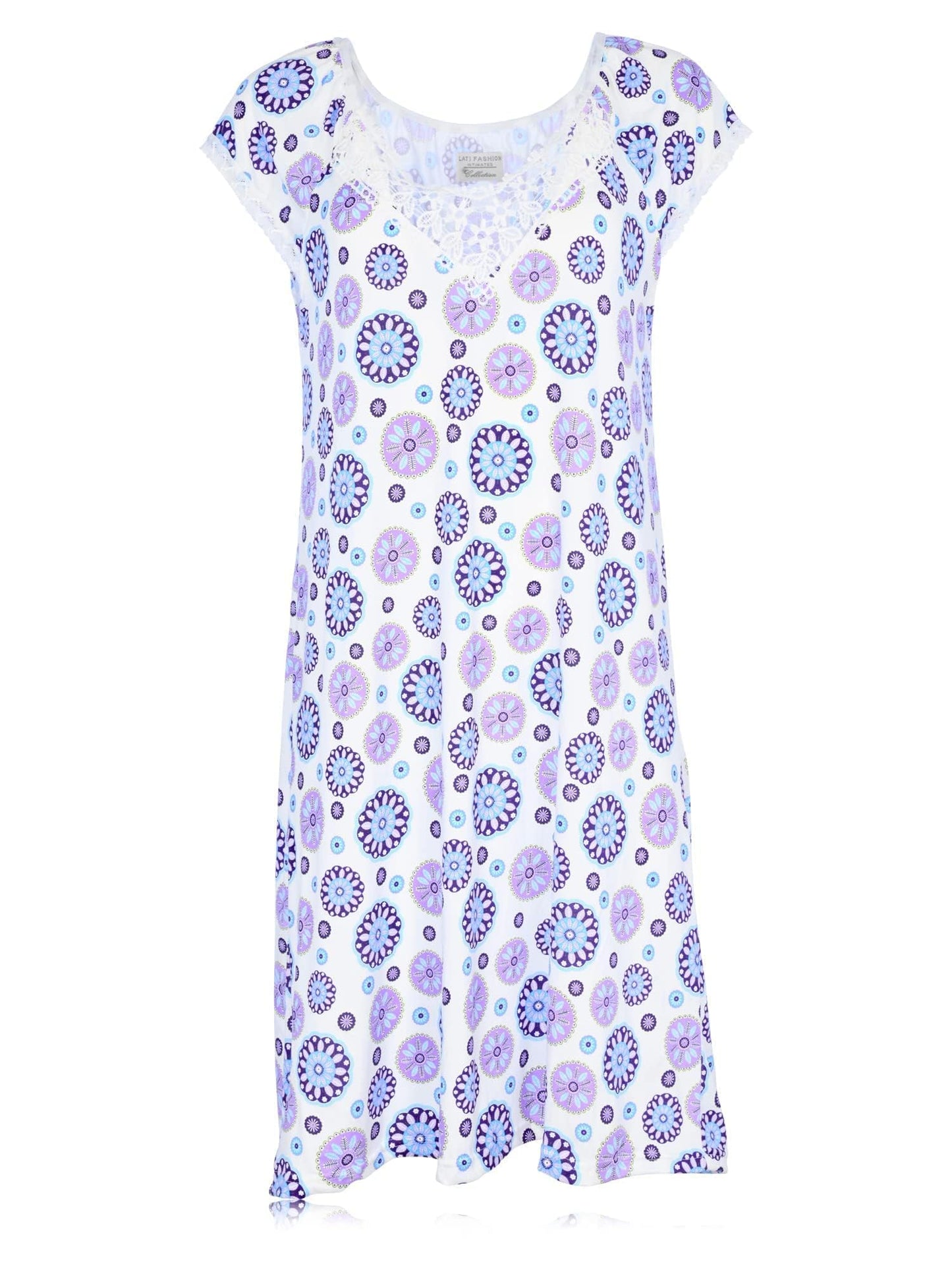 JEFFRICO Womens 2 Pack Nightgowns Short Sleeve Sleepwear Soft Pajama Dress Nightshirts