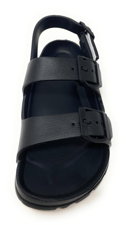 JEFFRICO Boys Comfort Double Buckle Sandals Kids Adjustable Back Strap EVA Water Sandals Slides