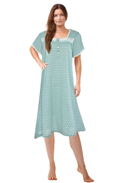 JEFFRICO Womens Nightgowns Short Sleeve Sleepwear Soft Pajama Dress Nightshirts
