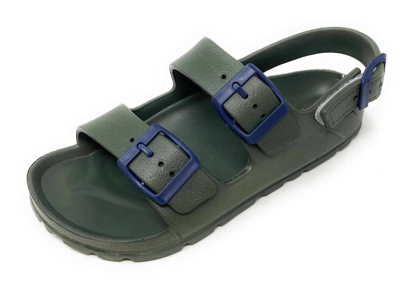 JEFFRICO Boys Comfort Double Buckle Sandals Kids Adjustable Back Strap EVA Water Sandals Slides