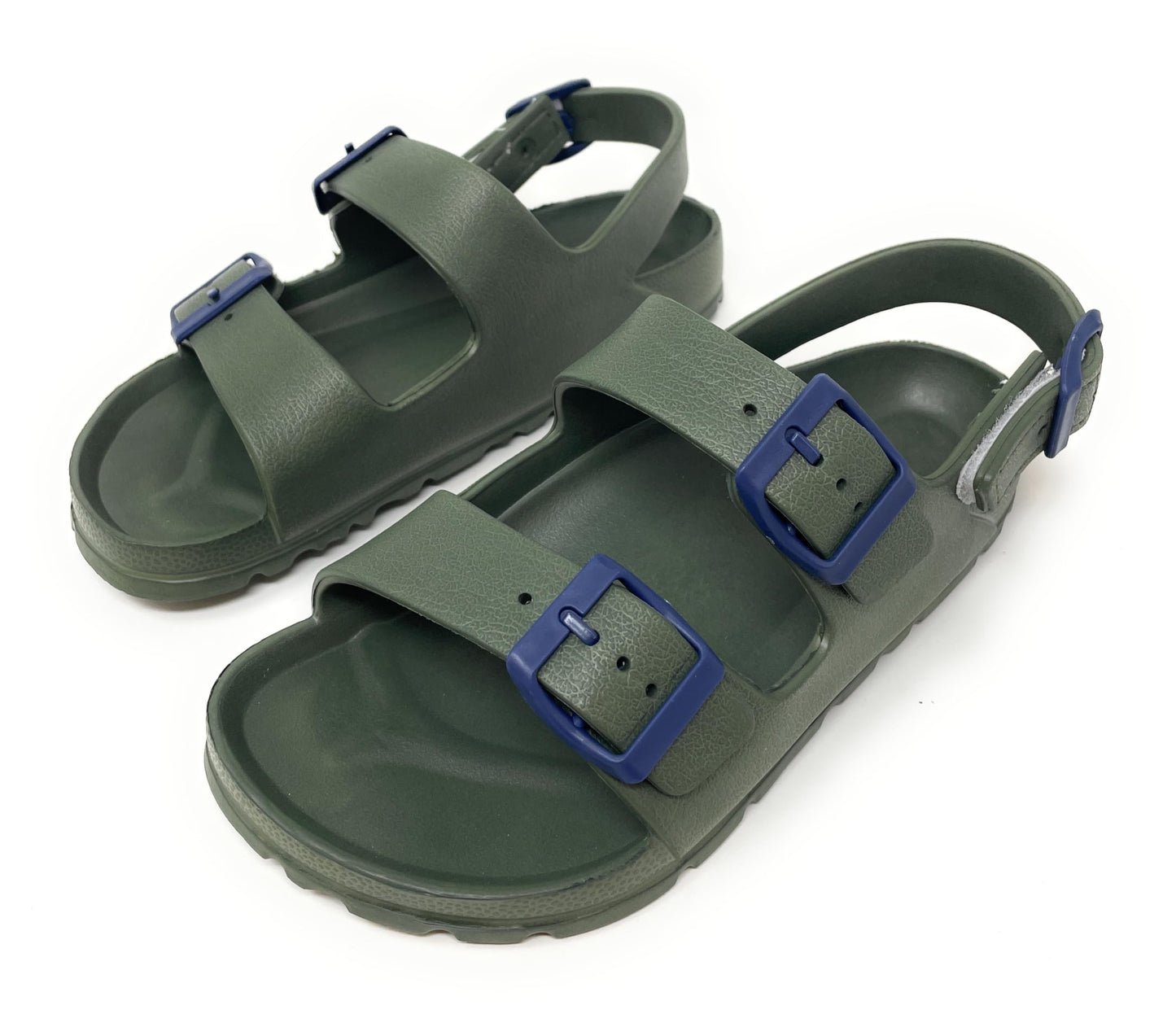 JEFFRICO Boys Comfort Double Buckle Sandals Kids Adjustable Back Strap EVA Water Sandals Slides