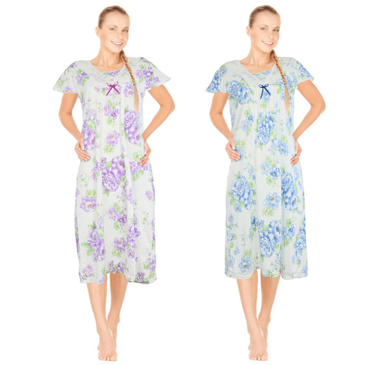 JEFFRICO Womens 2 Pack Nightgowns Short Sleeve Sleepwear Soft Pajama Dress Nightshirts