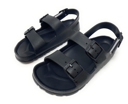 JEFFRICO Boys Comfort Double Buckle Sandals Kids Adjustable Back Strap EVA Water Sandals Slides