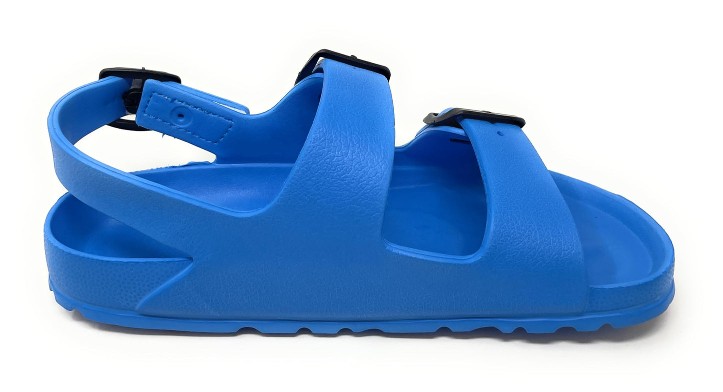 JEFFRICO Boys Comfort Double Buckle Sandals Kids Adjustable Back Strap EVA Water Sandals Slides