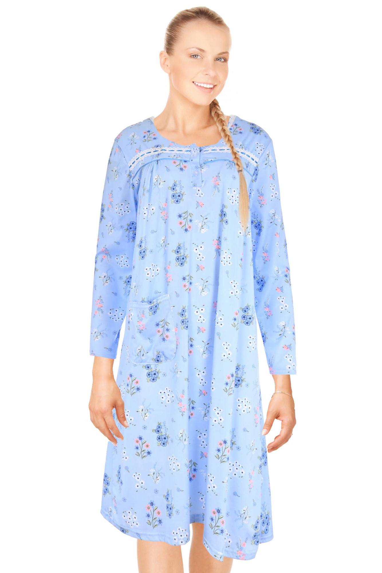 JEFFRICO Womens Long Sleeve Nightgowns Sleepwear Soft Pajama Dress Nightshirts