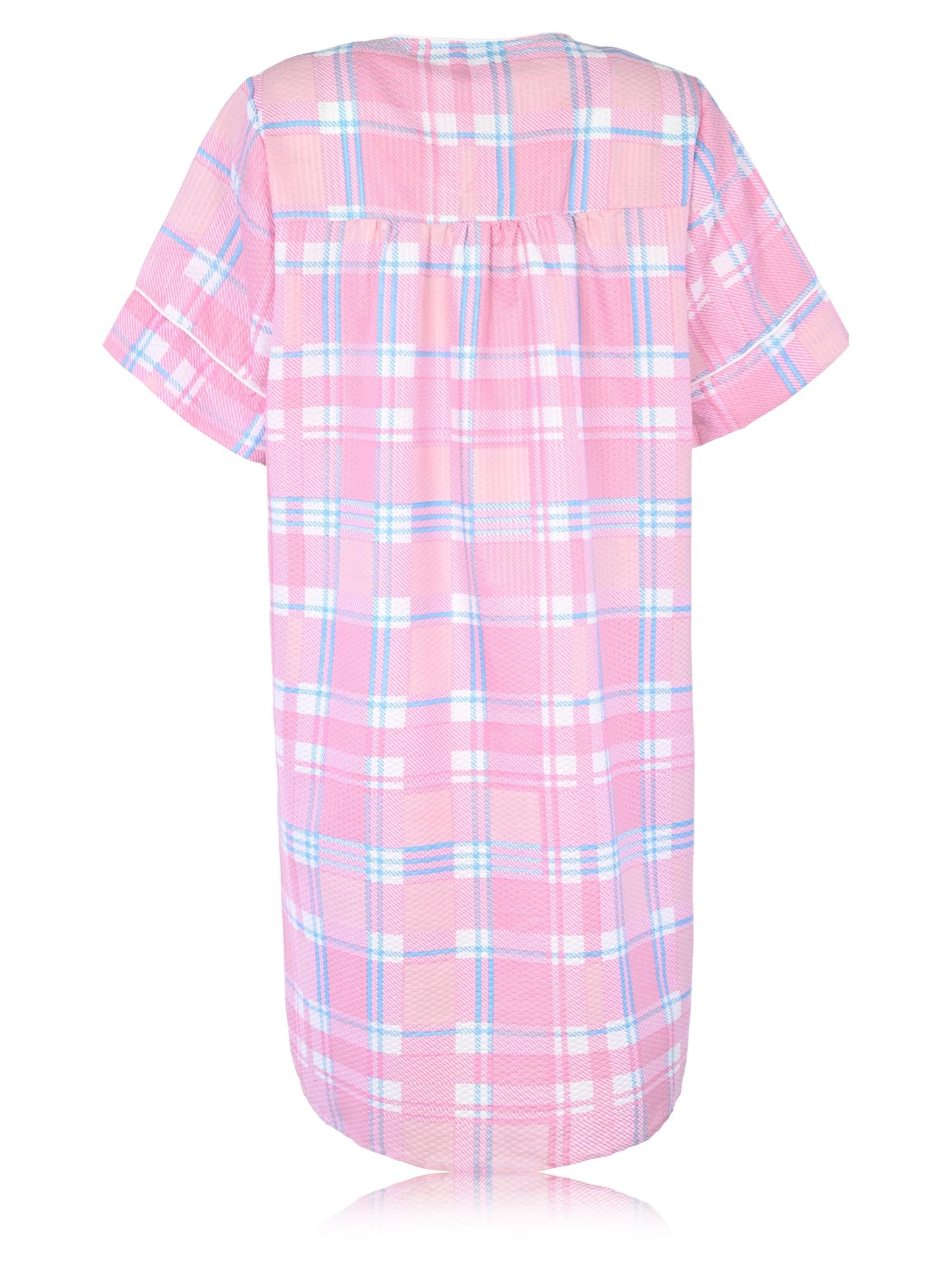 JEFFRICO House Dresses for Women with Pockets - Lightweight Breathable Short Sleeve Muumuu & Nightgowns - Snap Front Housecoat and Dusters for Women