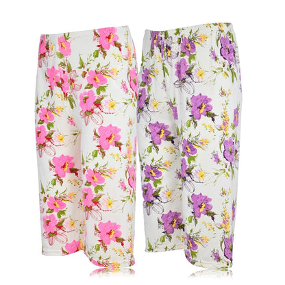 JEFFRICO Pajamas For Women 2 Pack Capri Set Sleepwear Soft Pajamas Short Sleeve Pajamas Sleepshirt With Capri Pants