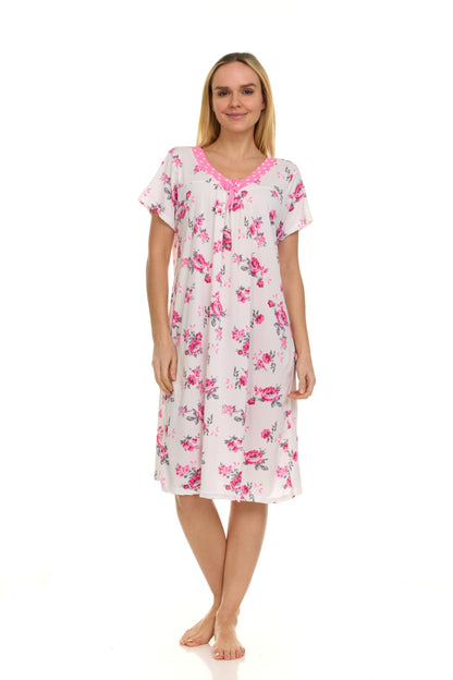JEFFRICO Womens 2 Pack Nightgowns Short Sleeve Sleepwear Soft Pajama Dress Nightshirts