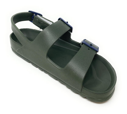 JEFFRICO Boys Comfort Double Buckle Sandals Kids Adjustable Back Strap EVA Water Sandals Slides