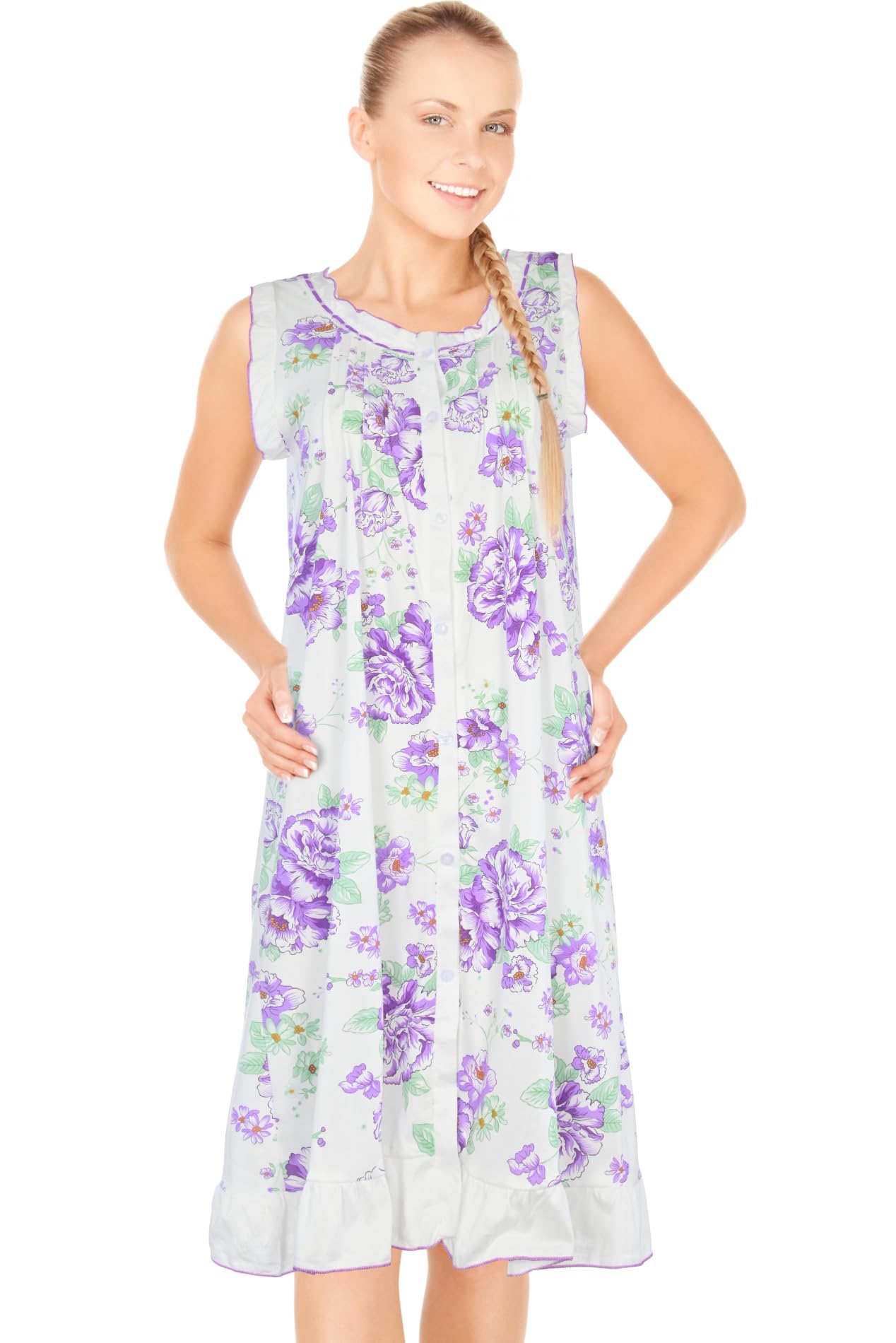 JEFFRICO Womens Sleeveless Nightgowns Sleepwear Soft Pajama Dress Nightshirts