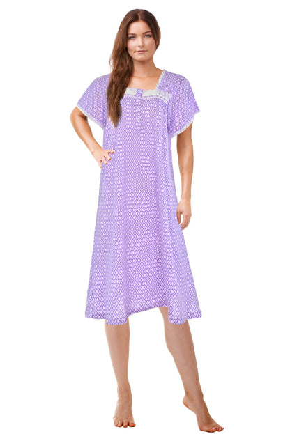 JEFFRICO Womens Nightgowns Short Sleeve Sleepwear Soft Pajama Dress Nightshirts