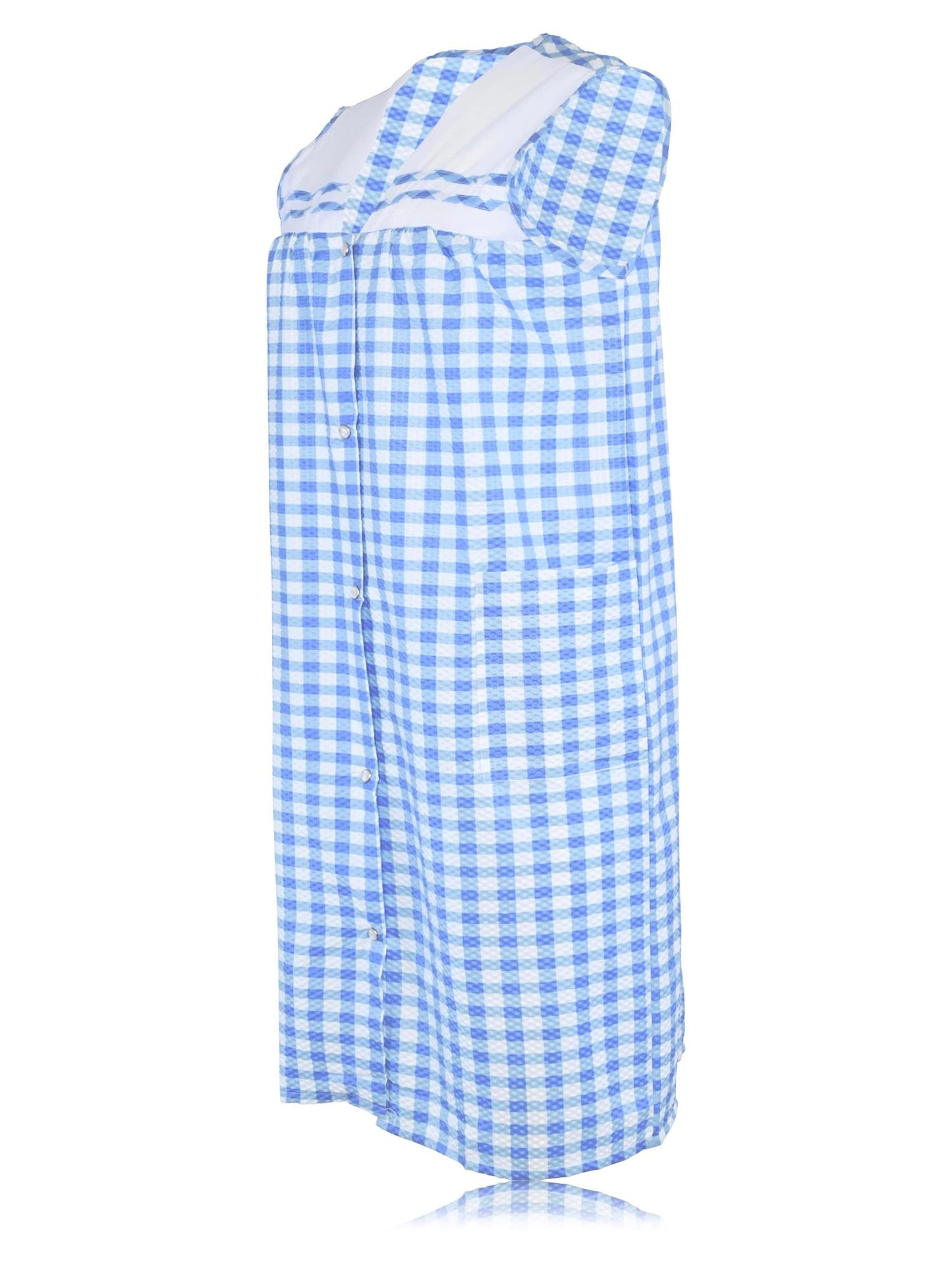 JEFFRICO House Dresses for Women with Pockets - Lightweight Breathable Sleeveless Muumuu & Nightgowns - Snap Front Housecoat and Dusters for Women