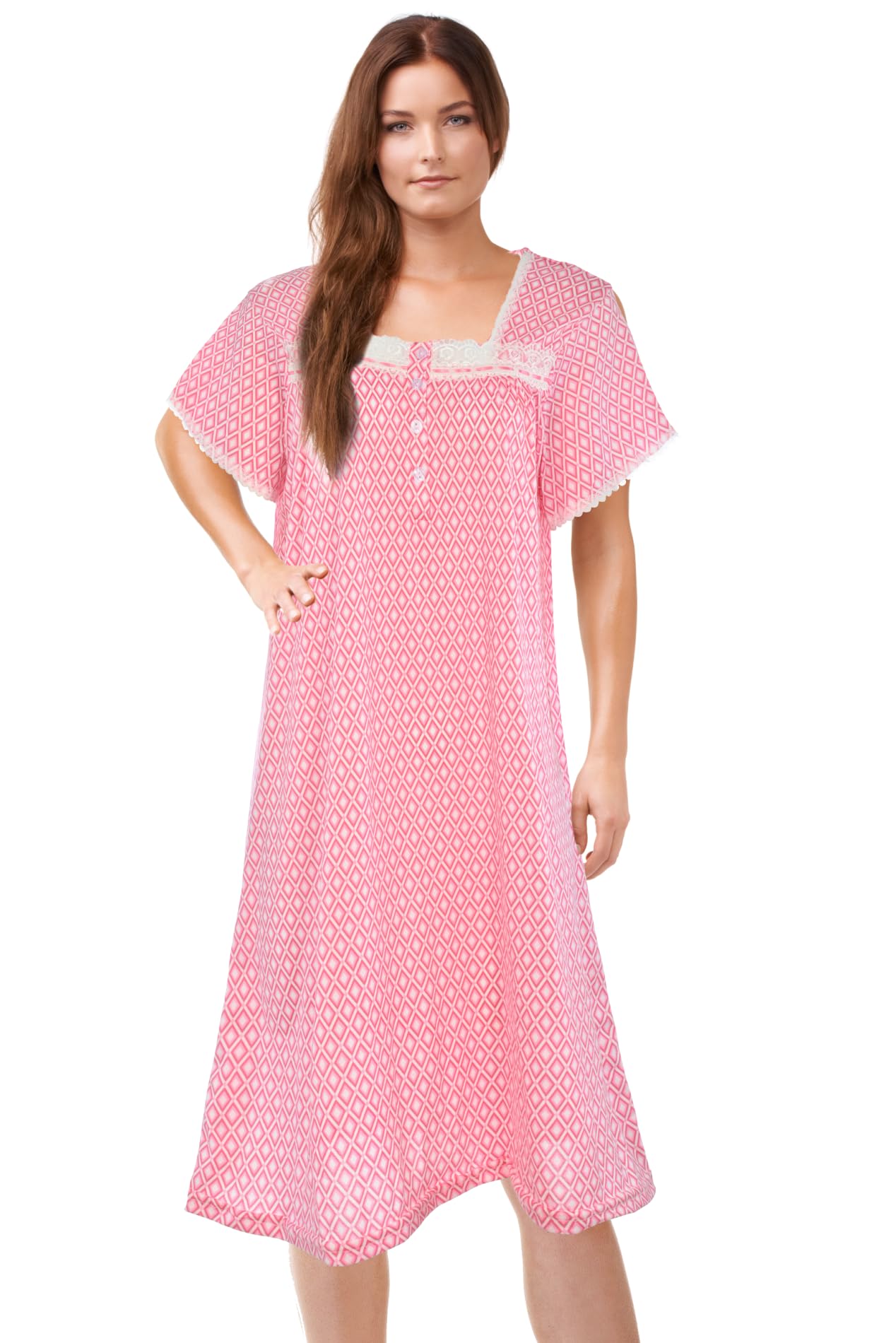 JEFFRICO Womens Nightgowns Short Sleeve Sleepwear Soft Pajama Dress Nightshirts