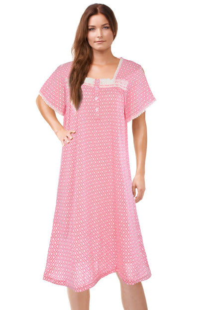 JEFFRICO Womens Nightgowns Short Sleeve Sleepwear Soft Pajama Dress Nightshirts