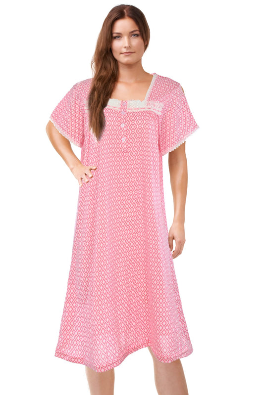 JEFFRICO Womens Nightgowns Short Sleeve Sleepwear Soft Pajama Dress Nightshirts