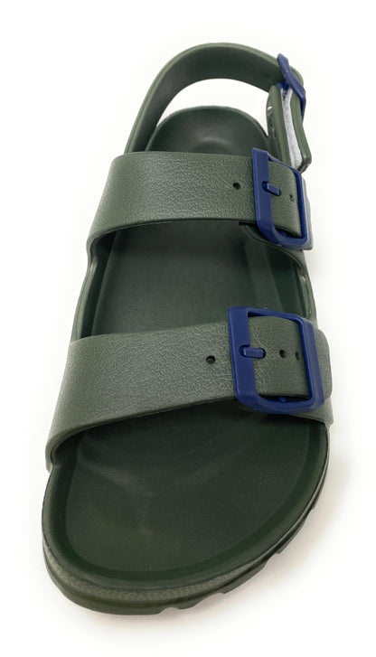 JEFFRICO Boys Comfort Double Buckle Sandals Kids Adjustable Back Strap EVA Water Sandals Slides