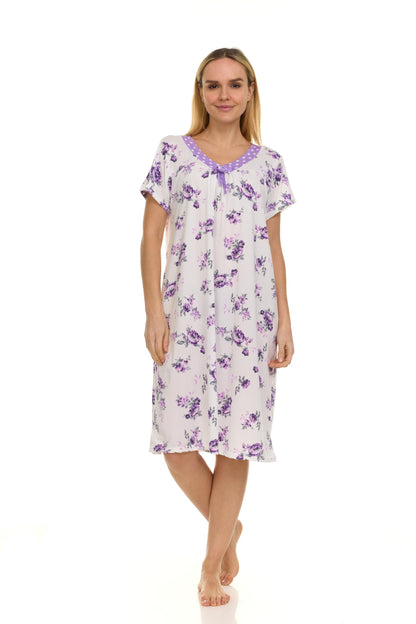 JEFFRICO 2 Pack Nightgowns for Women - Short Sleeve Soft Womens Nightgowns & Sleepshirts - Round Neck Pajamas Dress for Sleeping