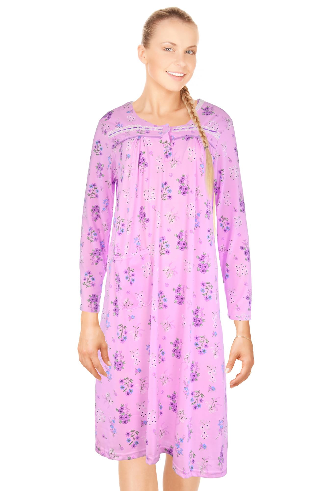 JEFFRICO Womens Long Sleeve Nightgowns Sleepwear Soft Pajama Dress Nightshirts