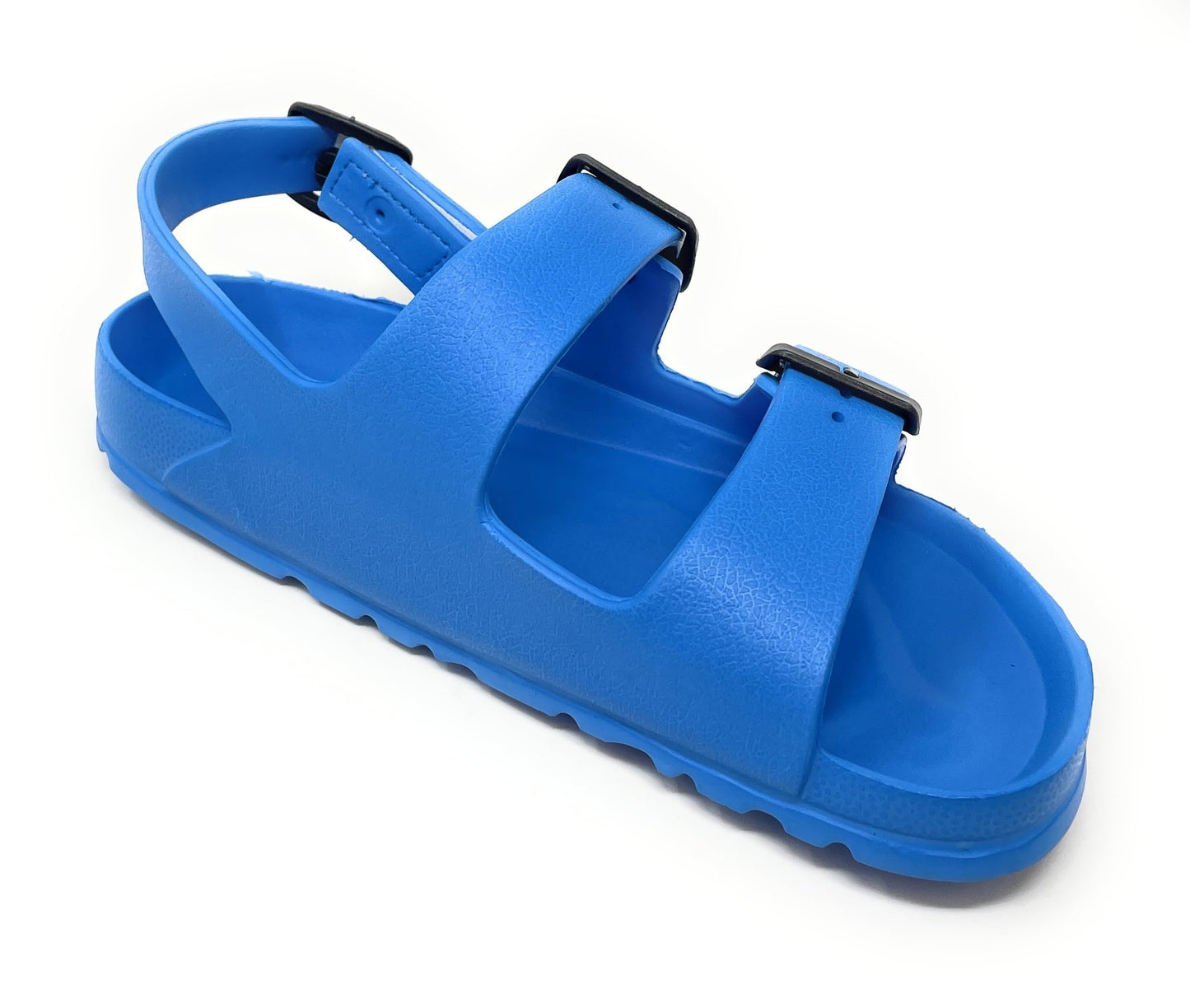 JEFFRICO Boys Comfort Double Buckle Sandals Kids Adjustable Back Strap EVA Water Sandals Slides