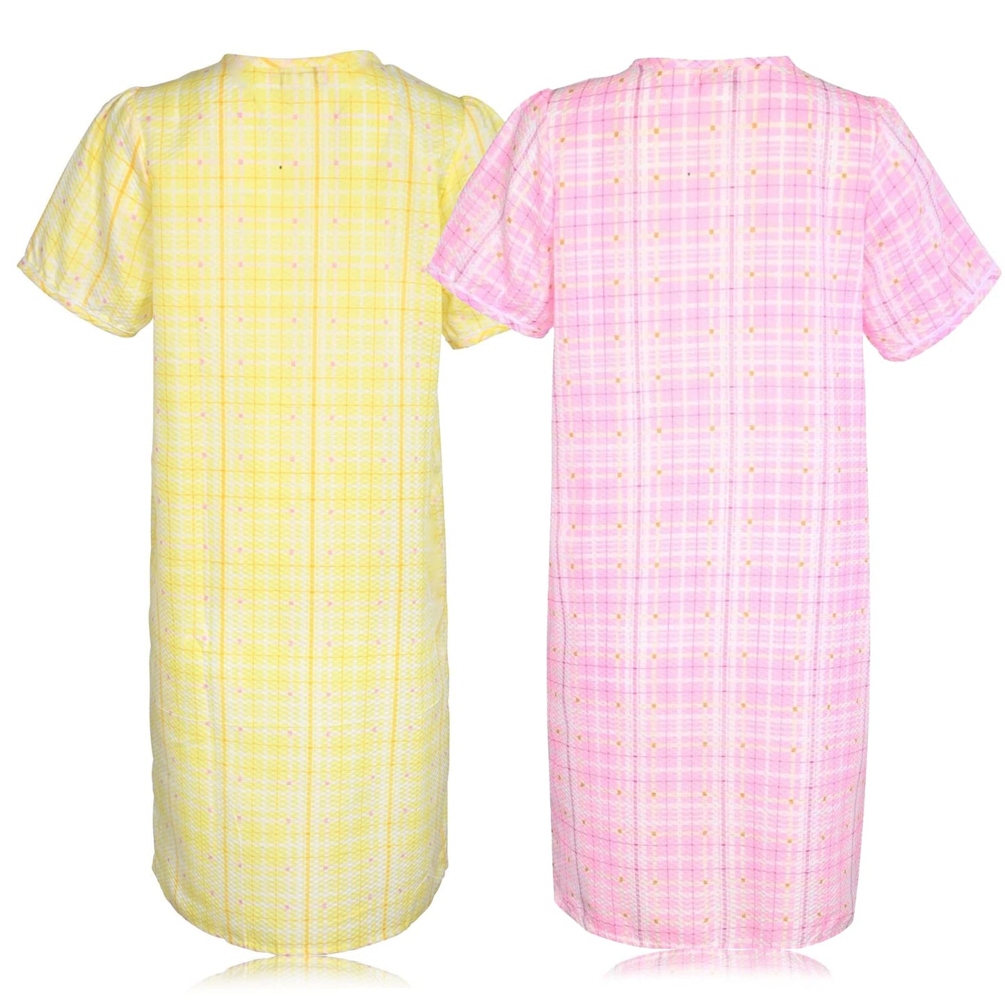 JEFFRICO 2 Pack House Dresses for Women with Pockets - Lightweight Breathable Short Sleeve Muumuu & Nightgowns - Women's Dusters