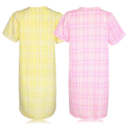 JEFFRICO 2 Pack House Dresses for Women with Pockets - Lightweight Breathable Short Sleeve Muumuu & Nightgowns - Women's Dusters