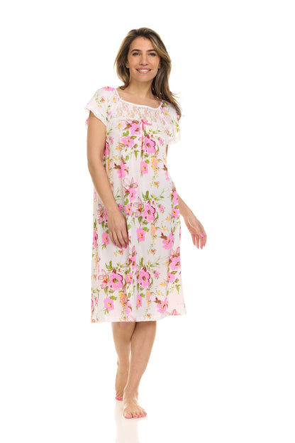 JEFFRICO Womens 2 Pack Nightgowns Short Sleeve Sleepwear Soft Pajama Dress Nightshirts